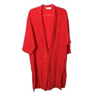 Vintage Mark Henri Long Line Duster Blazer Midi Length Lightweight Red SEE Size